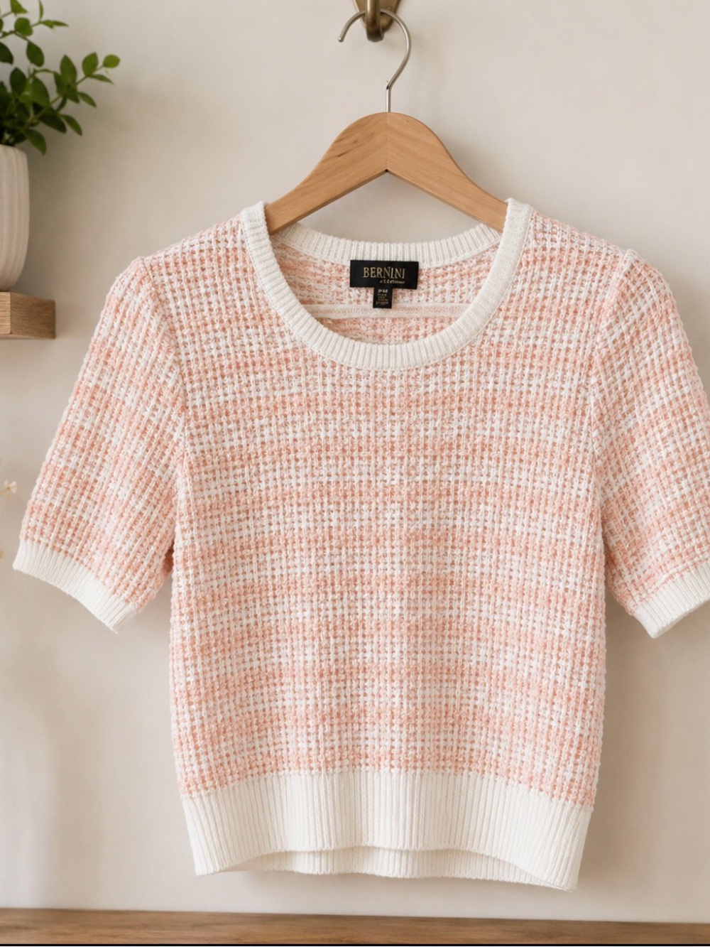 Truth Textured Knit Crop Top in Orange and White